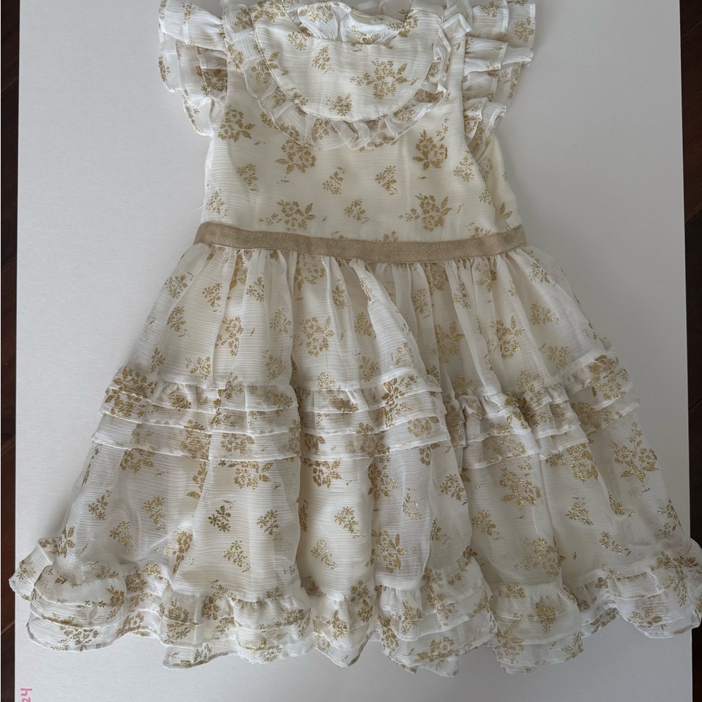 Janie and Jack Gold Floral Ruffle Dress